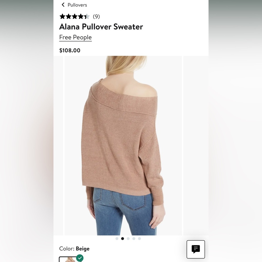 Free People Off-Shoulder Beige Sweater - Picture 8 of 11